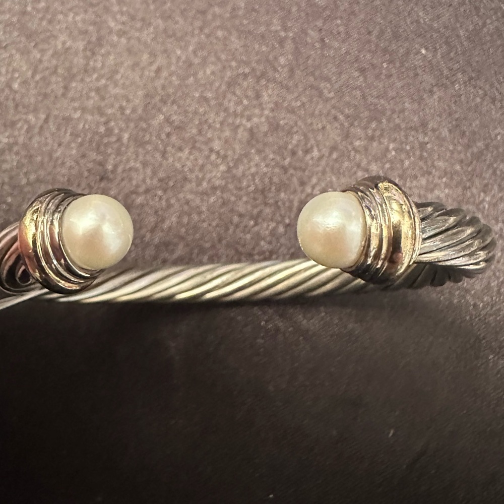 David Yurman Silver and Gold Bracelet with Pearl Accents